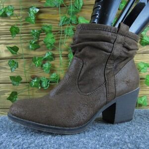 K9 by Rocketdog Brown Slouch‎ Ankle Boots Fabric Block Heel Casual Women's 7.5
